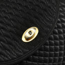 BALLY Quilted Hand Bag Leather Gold Black Auth th6456-17