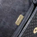 BALLY Quilted Hand Bag Leather Gold Black Auth th6456-10