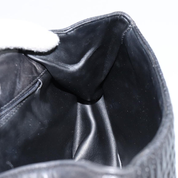 BALLY Quilted Hand Bag Leather Gold Black Auth th6456