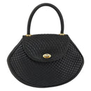 BALLY Quilted Hand Bag Leather Gold Black Auth th6456-13