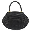BALLY Quilted Hand Bag Leather Gold Black Auth th6456-2