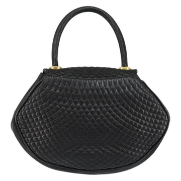 BALLY Quilted Hand Bag Leather Gold Black Auth th6456 - 0