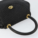 BALLY Quilted Hand Bag Leather Gold Black Auth th6456-6