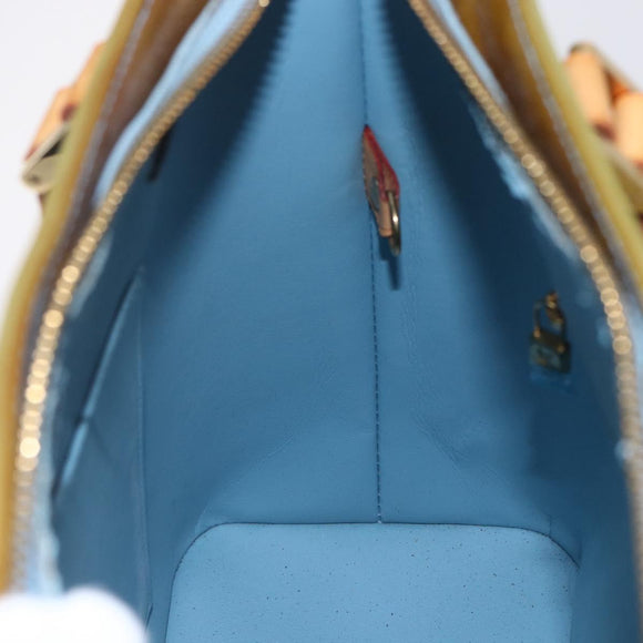 LOUIS VUITTON Monogram Vernis Houston Hand Bag Baby Blue M91005 LV Auth th6461