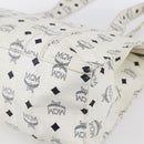 MCM Logogram Vicetos Shoulder Bag PVC Leather White Gold Auth th6467-8