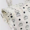 MCM Logogram Vicetos Shoulder Bag PVC Leather White Gold Auth th6467-15