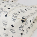 MCM Logogram Vicetos Shoulder Bag PVC Leather White Gold Auth th6467-16