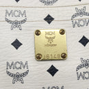 MCM Logogram Vicetos Shoulder Bag PVC Leather White Gold Auth th6467-11