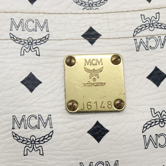 MCM Logogram Vicetos Shoulder Bag PVC Leather White Gold Auth th6467