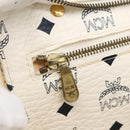 MCM Logogram Vicetos Shoulder Bag PVC Leather White Gold Auth th6467-18