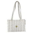 MCM Logogram Vicetos Shoulder Bag PVC Leather White Gold Auth th6467-13