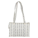 MCM Logogram Vicetos Shoulder Bag PVC Leather White Gold Auth th6467-2