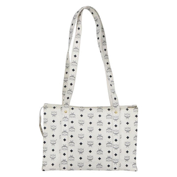 MCM Logogram Vicetos Shoulder Bag PVC Leather White Gold Auth th6467 - 0