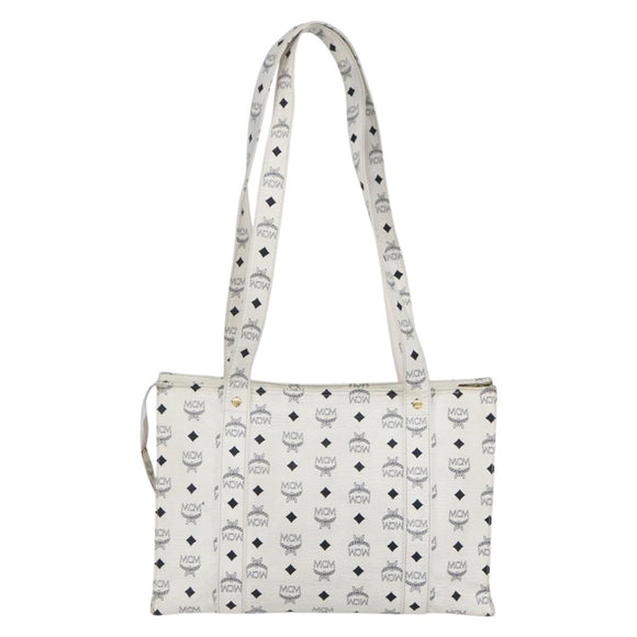 MCM Logogram Vicetos Shoulder Bag PVC Leather White Gold Auth th6467