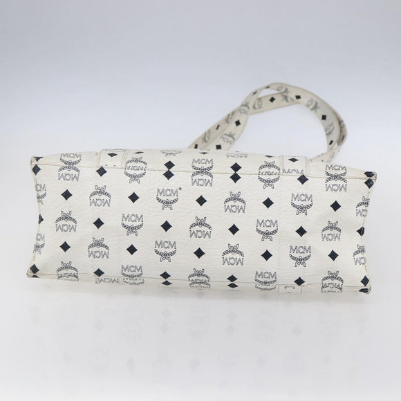 MCM Logogram Vicetos Shoulder Bag PVC Leather White Gold Auth th6467