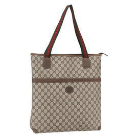 GUCCI GG Supreme Web Sherry Line Tote Bag PVC Beige Gold 002 39 0163 Auth th6468