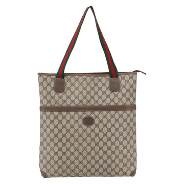 GUCCI GG Supreme Web Sherry Line Tote Bag PVC Beige Gold 002 39 0163 Auth th6468 - 0