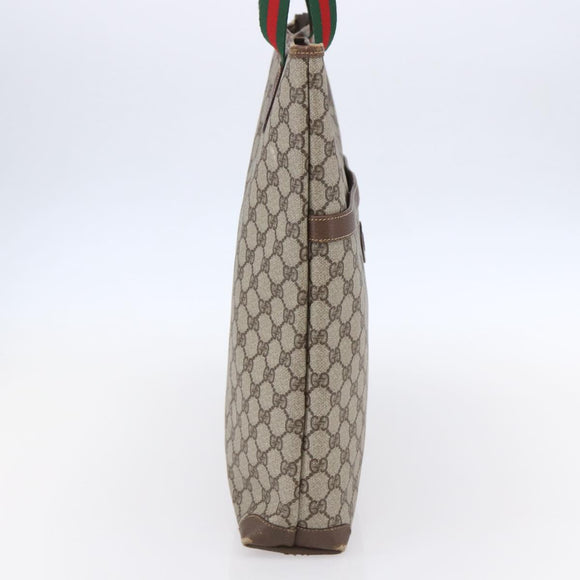 GUCCI GG Supreme Web Sherry Line Tote Bag PVC Beige Gold 002 39 0163 Auth th6468