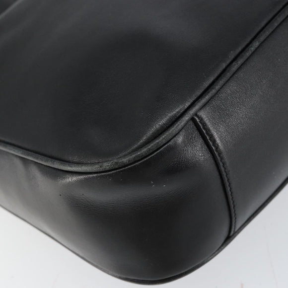 GUCCI Bamboo Hand Bag Leather 2way Black Gold 001 2113 1638 Auth th6469