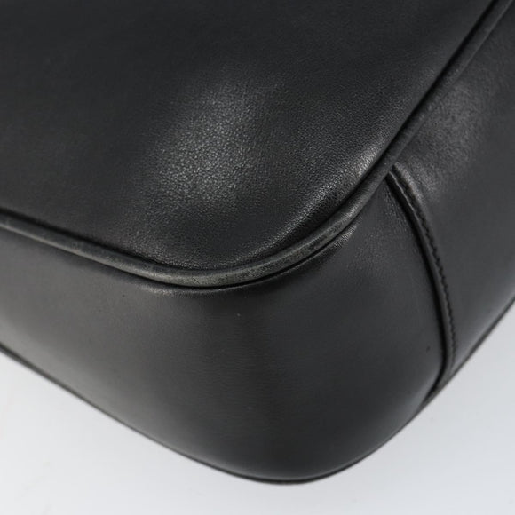 GUCCI Bamboo Hand Bag Leather 2way Black Gold 001 2113 1638 Auth th6469