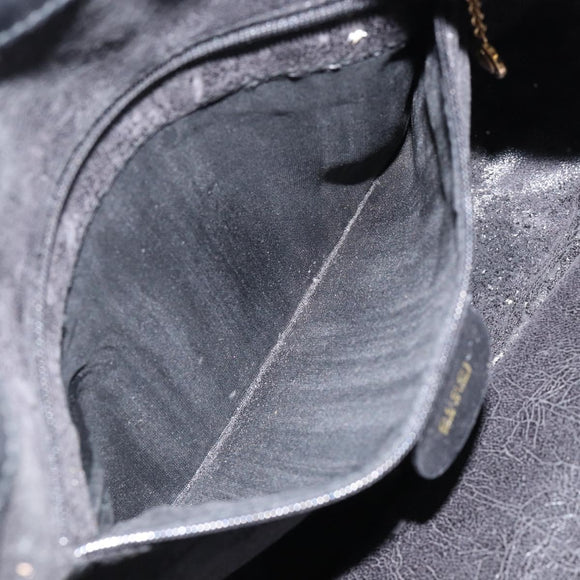 GUCCI Bamboo Hand Bag Leather 2way Black Gold 001 2113 1638 Auth th6469