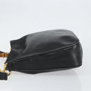 GUCCI Bamboo Hand Bag Leather 2way Black Gold 001 2113 1638 Auth th6469-5