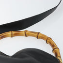 GUCCI Bamboo Hand Bag Leather 2way Black Gold 001 2113 1638 Auth th6469-8