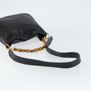 GUCCI Bamboo Hand Bag Leather 2way Black Gold 001 2113 1638 Auth th6469-9
