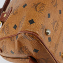 MCM Logogram Vicetos Hand Bag PVC Leather Brown Gold Auth th6487-13