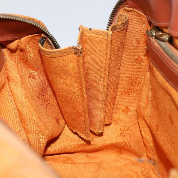 MCM Logogram Vicetos Hand Bag PVC Leather Brown Gold Auth th6487