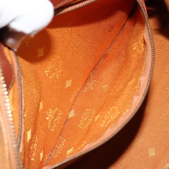 MCM Logogram Vicetos Hand Bag PVC Leather Brown Gold Auth th6487