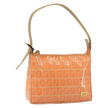 FENDI Zucchino Canvas Accessory Pouch Coated Canvas Orange Auth th6488