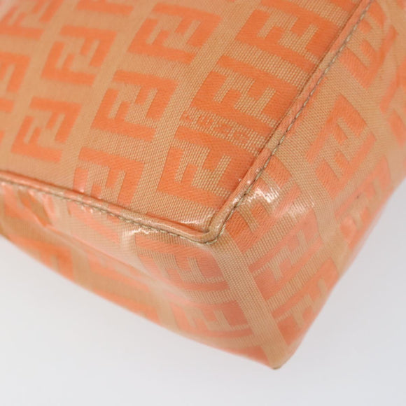 FENDI Zucchino Canvas Accessory Pouch Coated Canvas Orange Auth th6488