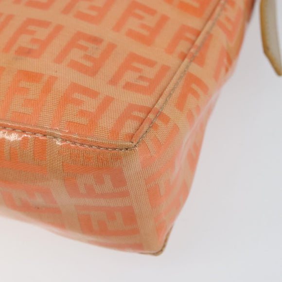 FENDI Zucchino Canvas Accessory Pouch Coated Canvas Orange Auth th6488