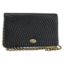 BALLY Quilted Chain Shoulder Bag Leather Black Gold Auth th6489-1