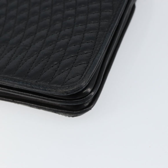 BALLY Quilted Chain Shoulder Bag Leather Black Gold Auth th6489