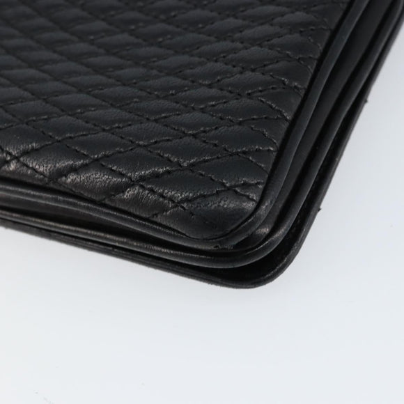 BALLY Quilted Chain Shoulder Bag Leather Black Gold Auth th6489