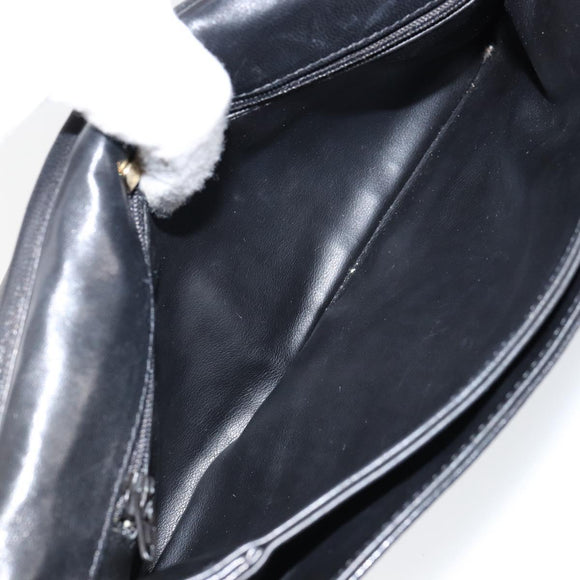 BALLY Quilted Chain Shoulder Bag Leather Black Gold Auth th6489