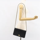 BALLY Quilted Chain Shoulder Bag Leather Black Gold Auth th6489-23