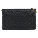 BALLY Quilted Chain Shoulder Bag Leather Black Gold Auth th6489-2