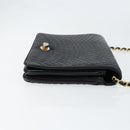 BALLY Quilted Chain Shoulder Bag Leather Black Gold Auth th6489-3