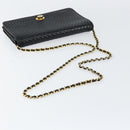 BALLY Quilted Chain Shoulder Bag Leather Black Gold Auth th6489-7