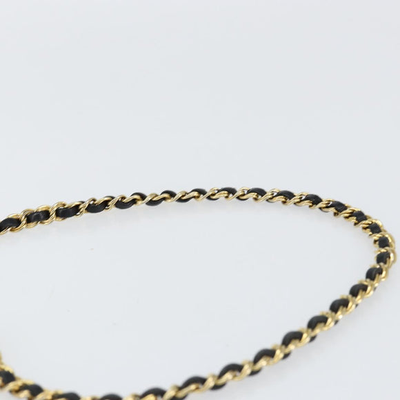 BALLY Quilted Chain Shoulder Bag Leather Black Gold Auth th6489