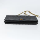 BALLY Quilted Chain Shoulder Bag Leather Black Gold Auth th6489-5