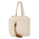 Chloe Eden Tote Bag Leather White Gold Auth th6490-1