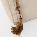 Chloe Eden Tote Bag Leather White Gold Auth th6490-14