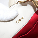 Chloe Eden Tote Bag Leather White Gold Auth th6490-15