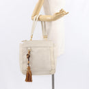 Chloe Eden Tote Bag Leather White Gold Auth th6490-21