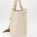 Chloe Eden Tote Bag Leather White Gold Auth th6490-4