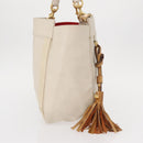 Chloe Eden Tote Bag Leather White Gold Auth th6490-5